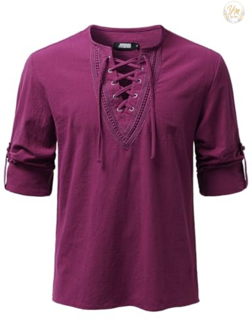 Mens Renaissance Shirt Medieval Pirate Viking Costume Peasant Top Lace V-Neck